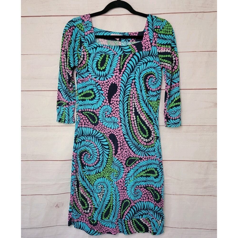Lilly Pulitzer‎ Newport Silk Paisley 3/4 Sleeve Dress Women's 4